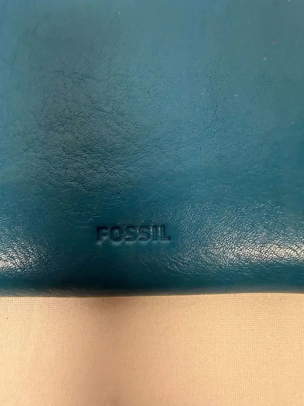 Fossil Blue Leather Bifold Mini Snap Wallet with Exterior Zip Pocket
